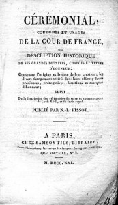 Livre retraçant une partie du cérémonial en vigueur à la cour de France, disponible à la Bibliothèque de France