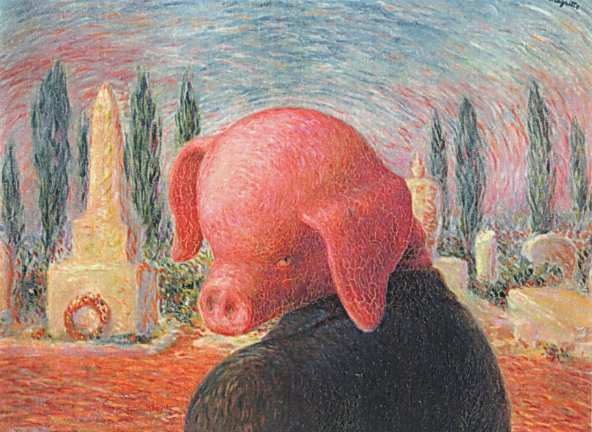 Photographie du tableau de Magritte La bonne fortune, datant de 1945