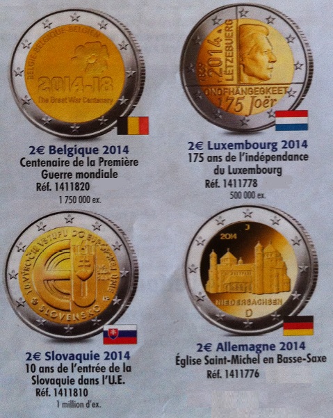 Pièces 2€ commémoratives 2014