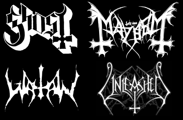 logos de groupes de metal avec la croix inversée
