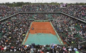 Cours à Roland Garros bâché pour la pluie