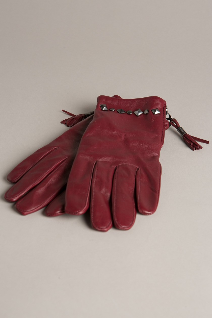 gants en cuir pour femme avec clous fantaisies