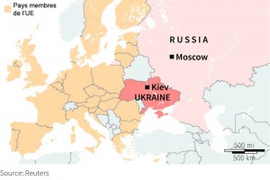 Cette carte explique bien la crise ukrainienne puisqu'elle montre que l'Ukraine est bel et bien prise entre deux puissances.