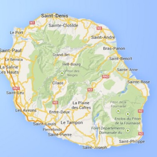 Carte de l'île de la Réunion