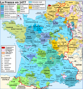 Carte des régions et duchés de France en 1477
