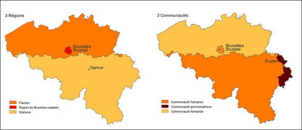 Carte des régions et des communautés de Belgique