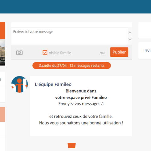 Capture d'écran du site internet Famileo