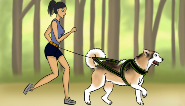 Coureuse avec son chien